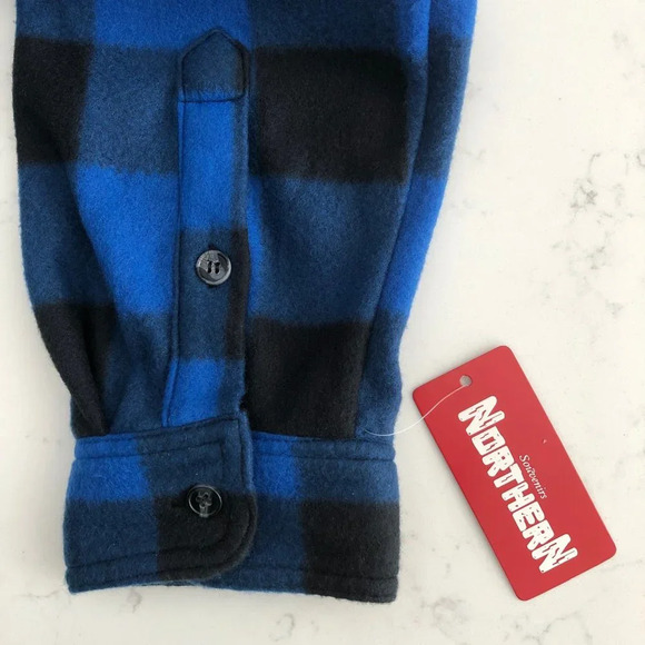 Northern Souvenirs Casual Button Down Polyester Check Jacket Blue Black Sz S NWT - Picture 10 of 12